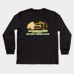 Fast cars, dirty roads and heart-pumping action. Kids Long Sleeve T-Shirt